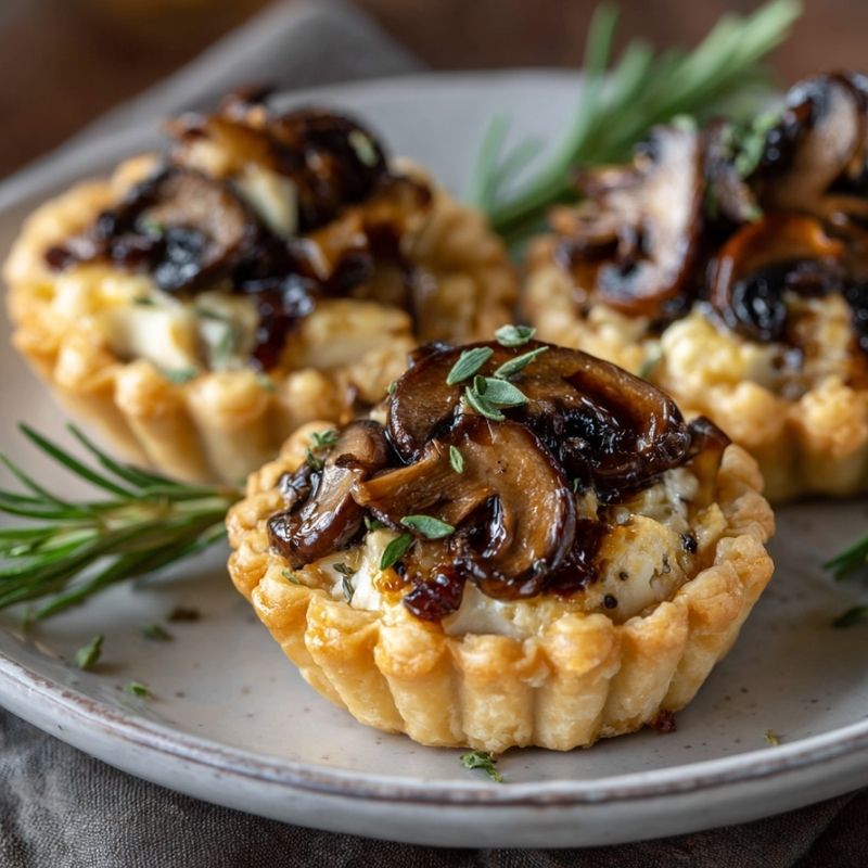 Rich Mushroom Goat Cheese Tarts