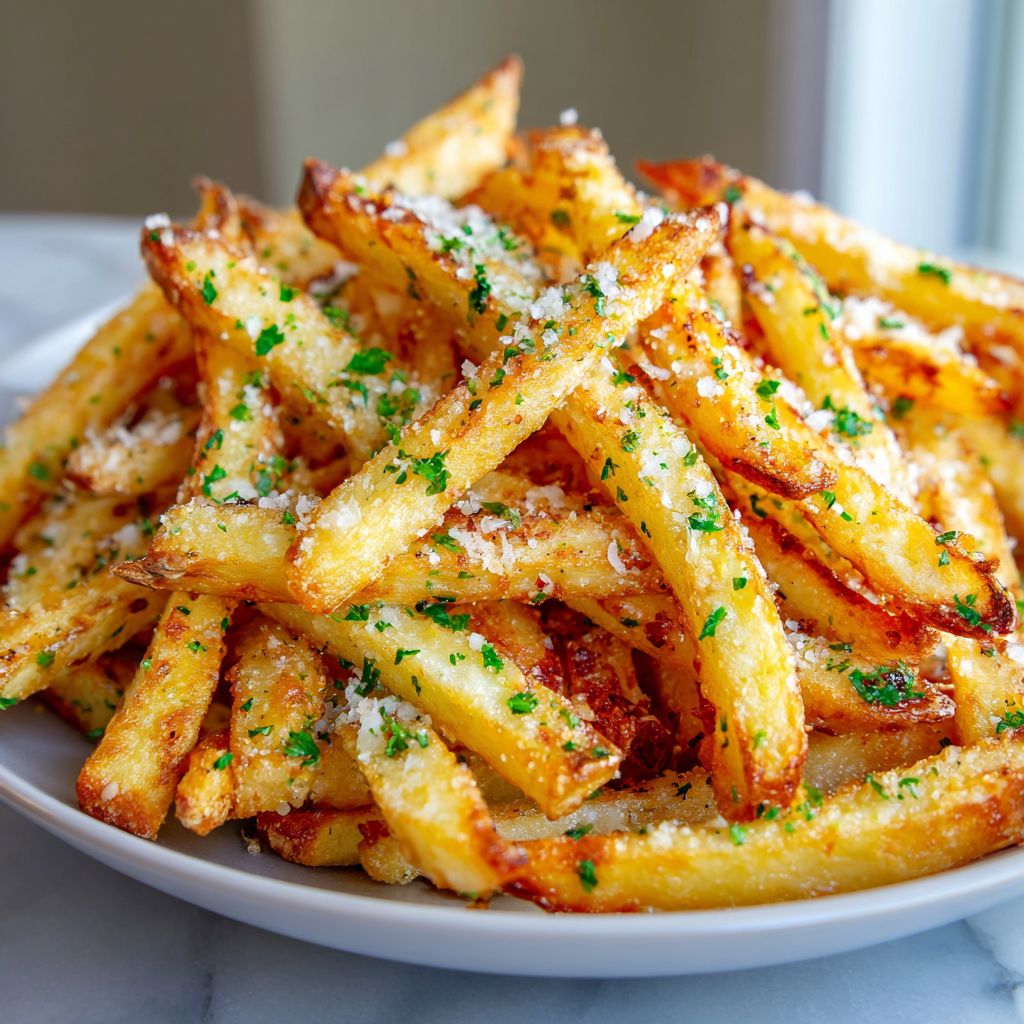Zesty Crispy Garlic Parmesan Fries