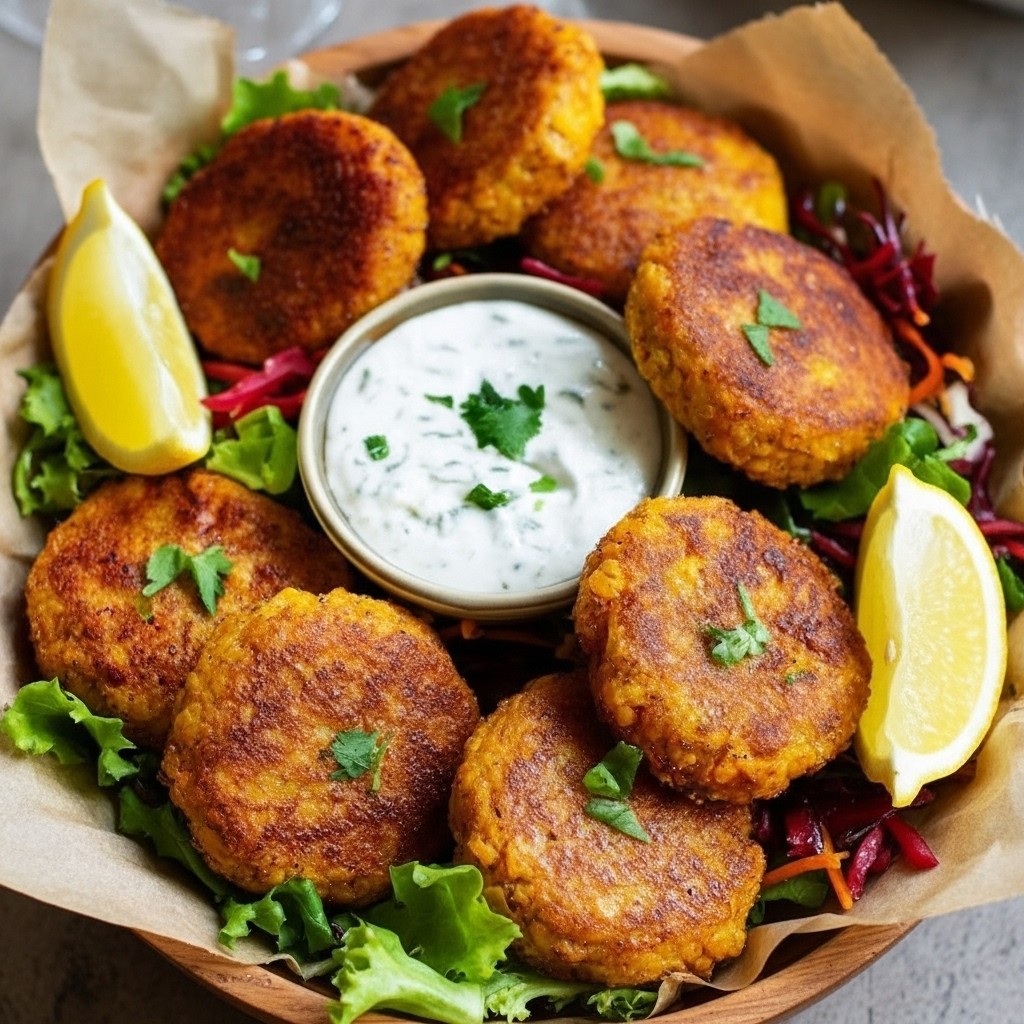 Aromatic Crispy Sweet Potato And Red Lentil Patties