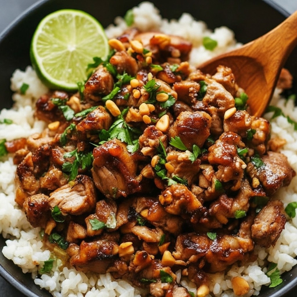 Succulent Ginger Lime Pork With Coconut Rice