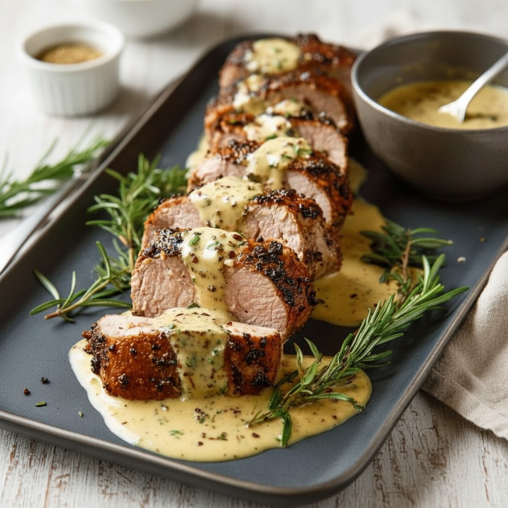 Savory Pork Tenderloin With Dijon Mustard Cream Sauce