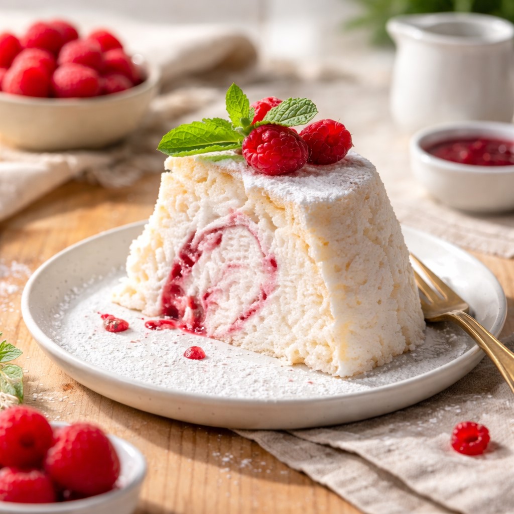 Fluffy Raspberry Angel Food Cake