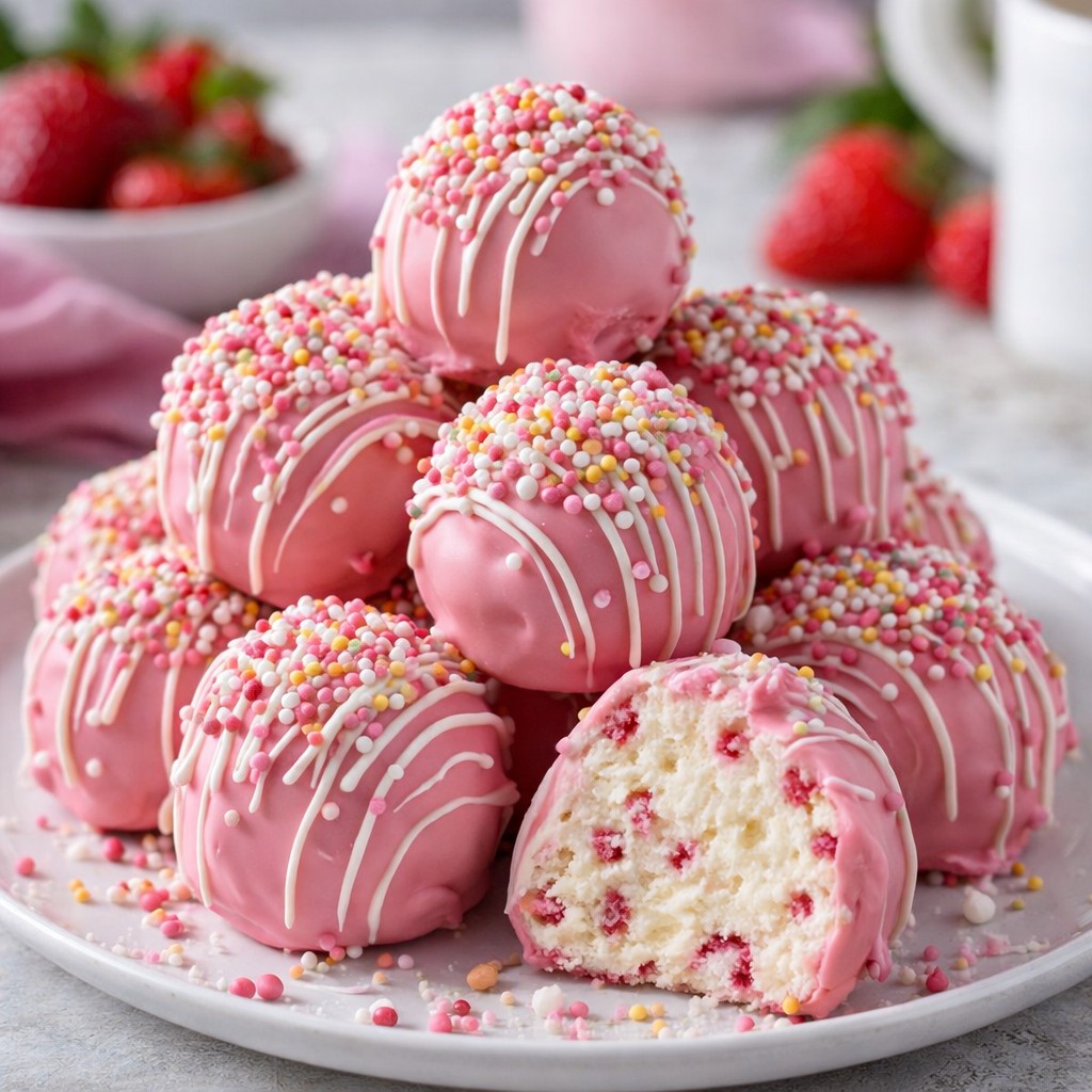 Sweet Strawberry Shortcake Cheesecake Truffles
